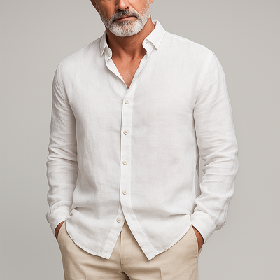 Perry | Men'S Summer Fashion Slub Linen Long Sleeve Shirt