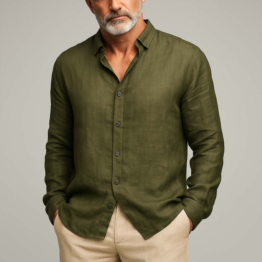 Perry | Men'S Summer Fashion Slub Linen Long Sleeve Shirt