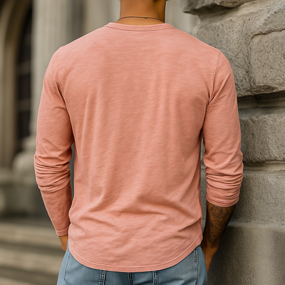 Trent | Men'S Spring And Summer Casual Tough Style Henry Collar Bamboo Cotton Long Sleeve T-Shirt