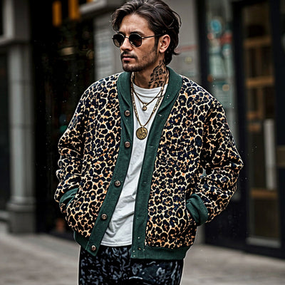 Gustav® | Fashionable Men'S Leopard Print Cardigan