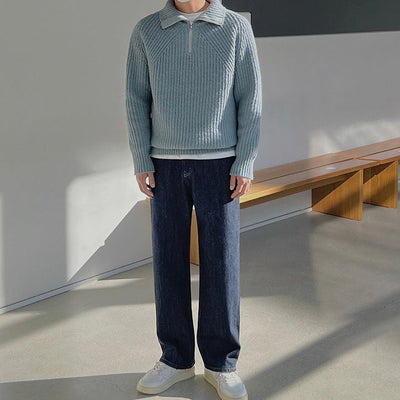 Langston | Azure quarter-zip sweater