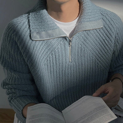 Langston | Azure quarter-zip sweater