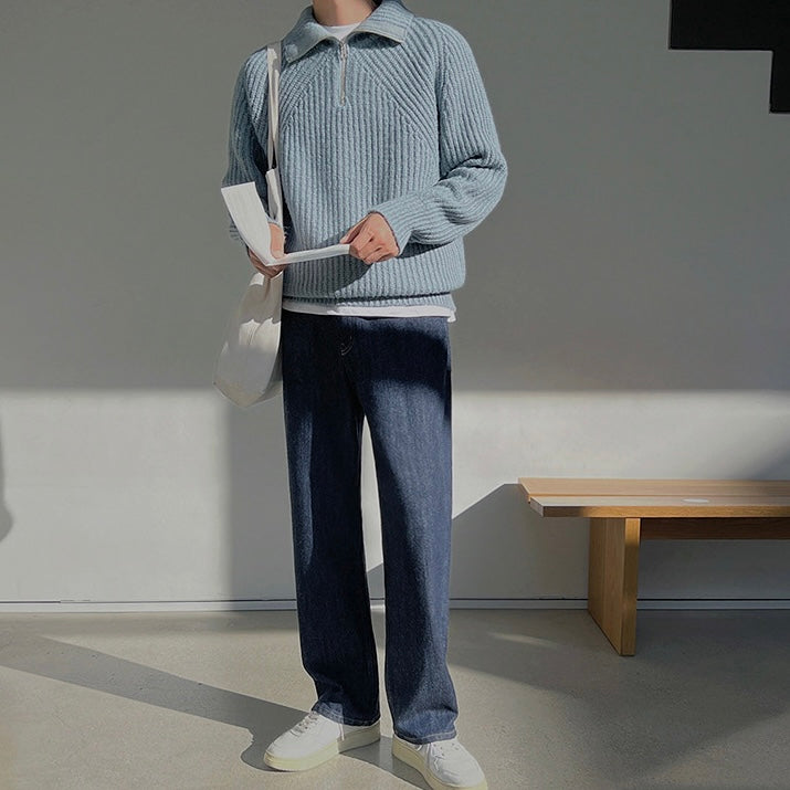 Langston | Azure quarter-zip sweater