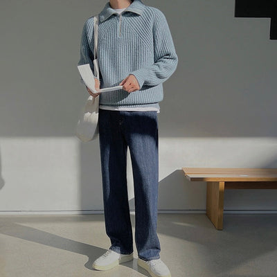 Langston | Azure quarter-zip sweater