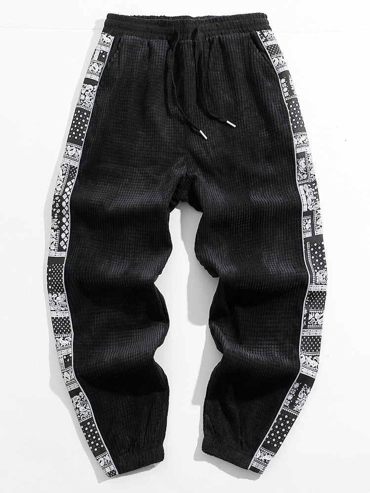 Felipe® | Corduroy Paisley Print Panel Pants