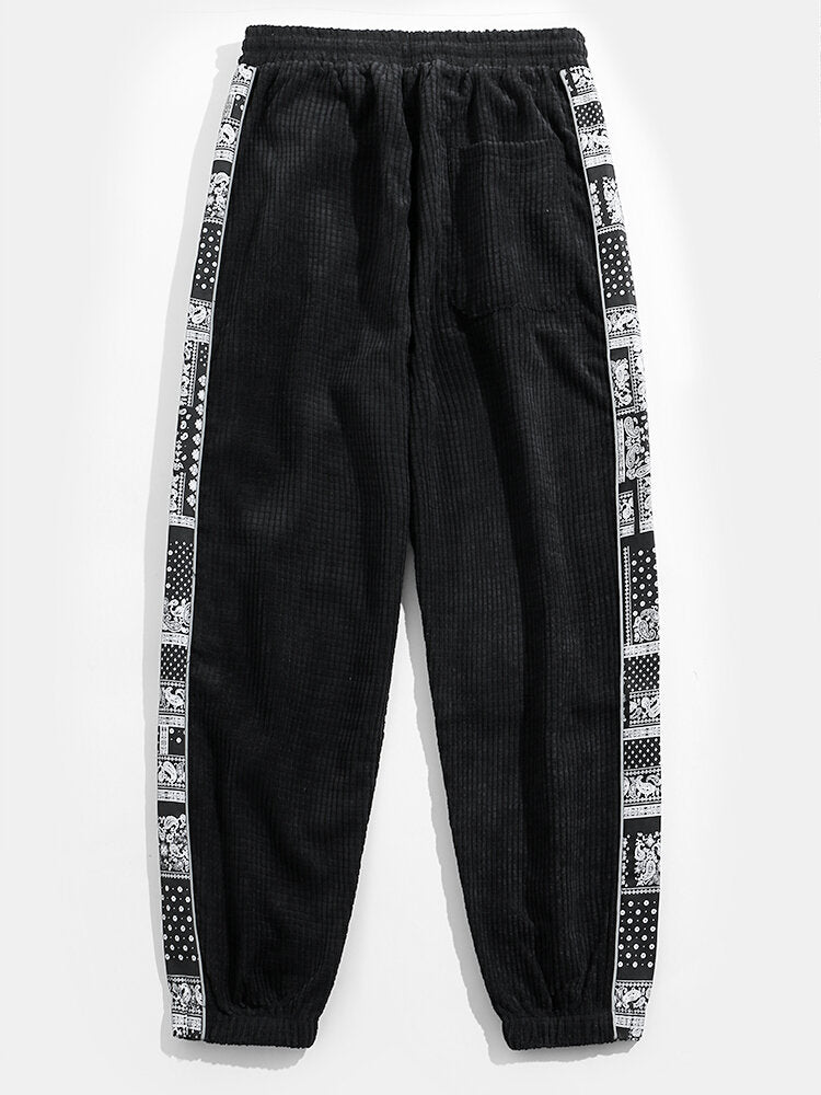 Felipe® | Corduroy Paisley Print Panel Pants