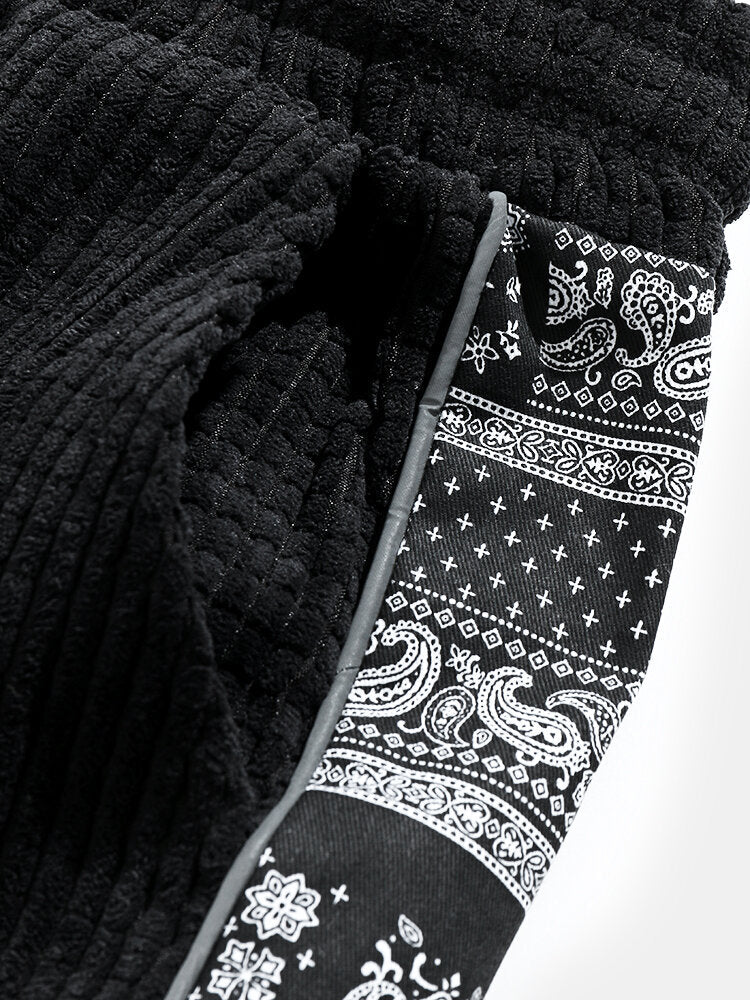 Felipe® | Corduroy Paisley Print Panel Pants