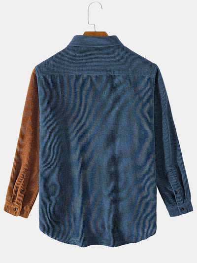 Arin® | Corduroy Patchwork Long Sleeve Shirts