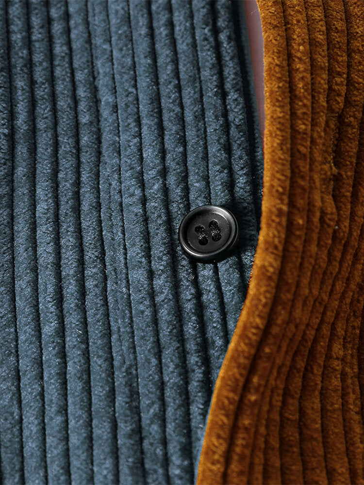 Arin® | Corduroy Patchwork Long Sleeve Shirts