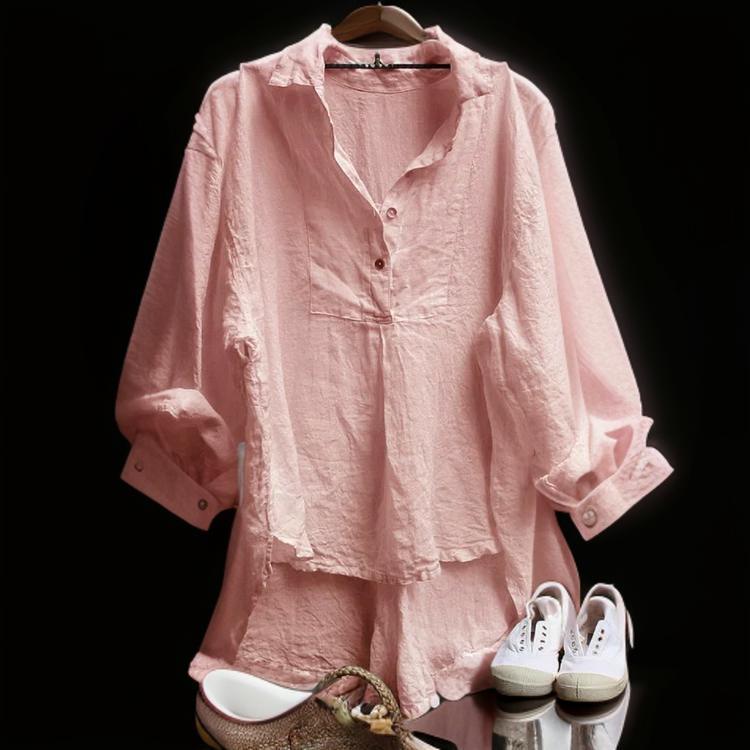 Jace® | Vintage Blouse With V-Neck And Buttons