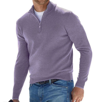 Men's Solid Colorip Pllover Sweater