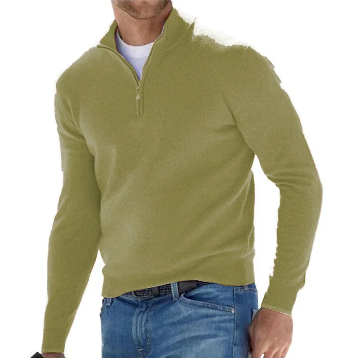 Men's Solid Colorip Pllover Sweater