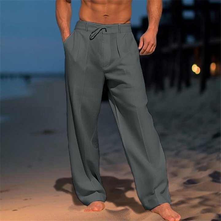 Bartram® | Men's Linen Solid Color Vacation Basic Beach Pants 61164046X
