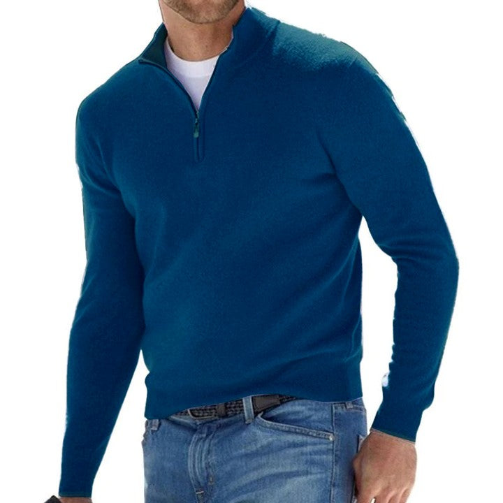 Men's Solid Colorip Pllover Sweater