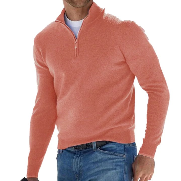 Men's Solid Colorip Pllover Sweater