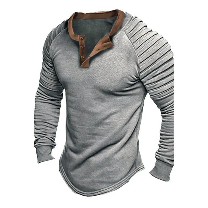 Men's Solid Color Long Sleeve Henley Shirt