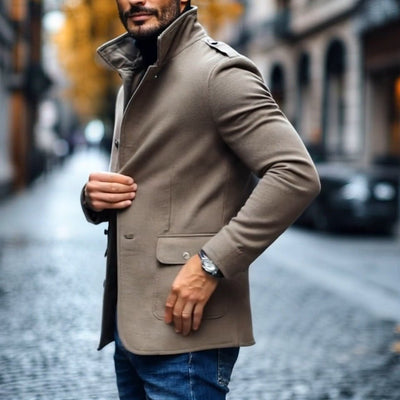 Lelio | Stylish coat with lapels and slim fit