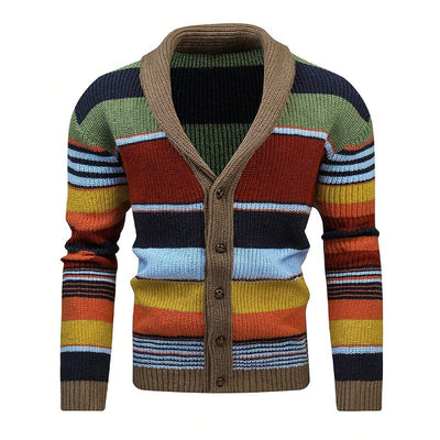 Isis | Stylish colorblock cardigan with lapel collar