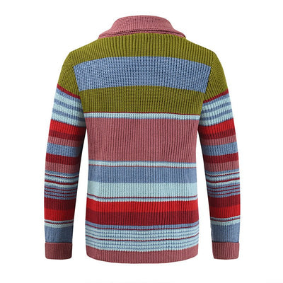 Isis | Stylish colorblock cardigan with lapel collar
