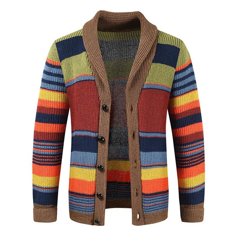 Isis | Stylish colorblock cardigan with lapel collar