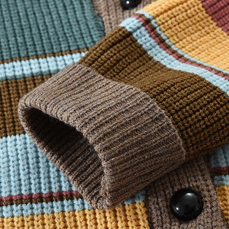 Isis | Stylish colorblock cardigan with lapel collar