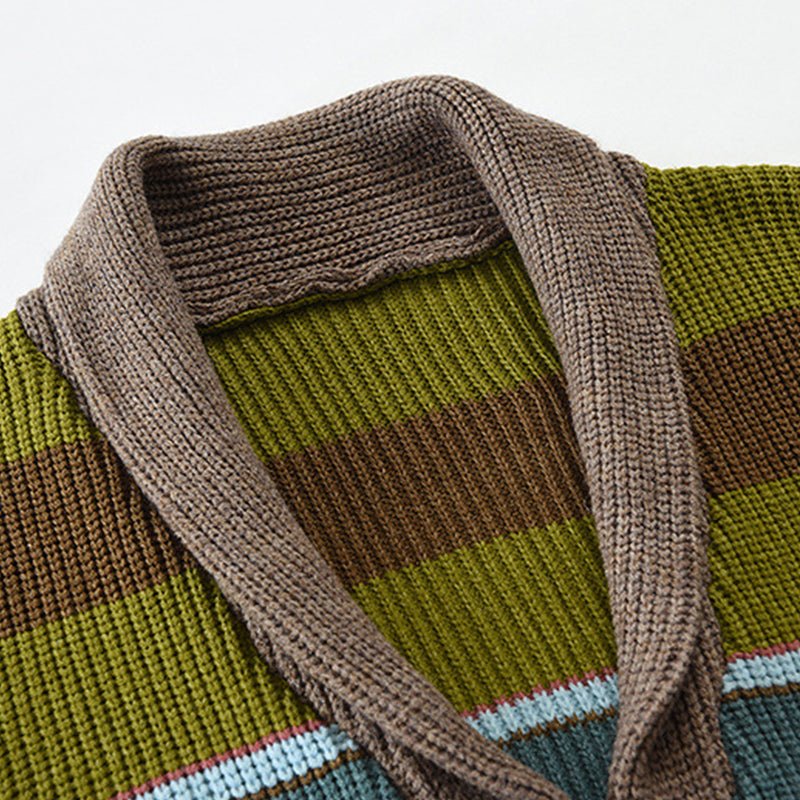 Isis | Stylish colorblock cardigan with lapel collar