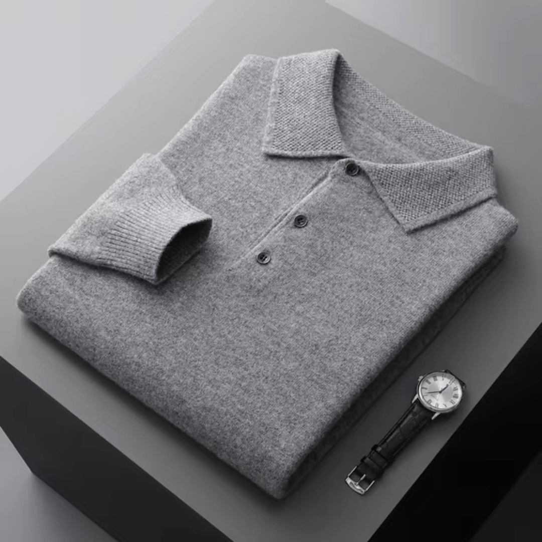 Jini | Classic wool polo with polo collar in anthracite