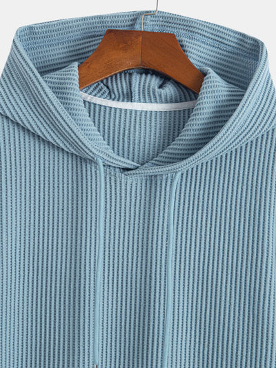 Earl® | Knitted Waffle Arc Hem Hooded T-Shirt & Drawstring Waffle Shorts