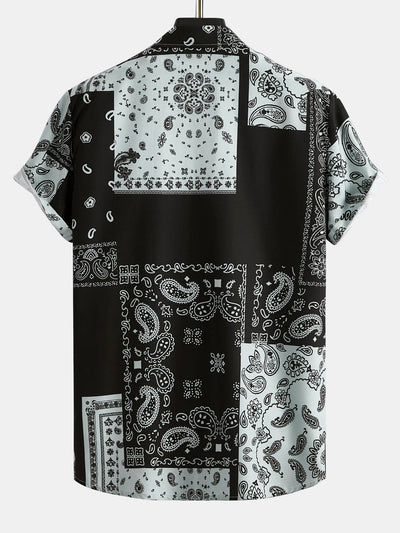 Asterio® | Paisley Patchwork Print Shirt Random Pattern Design