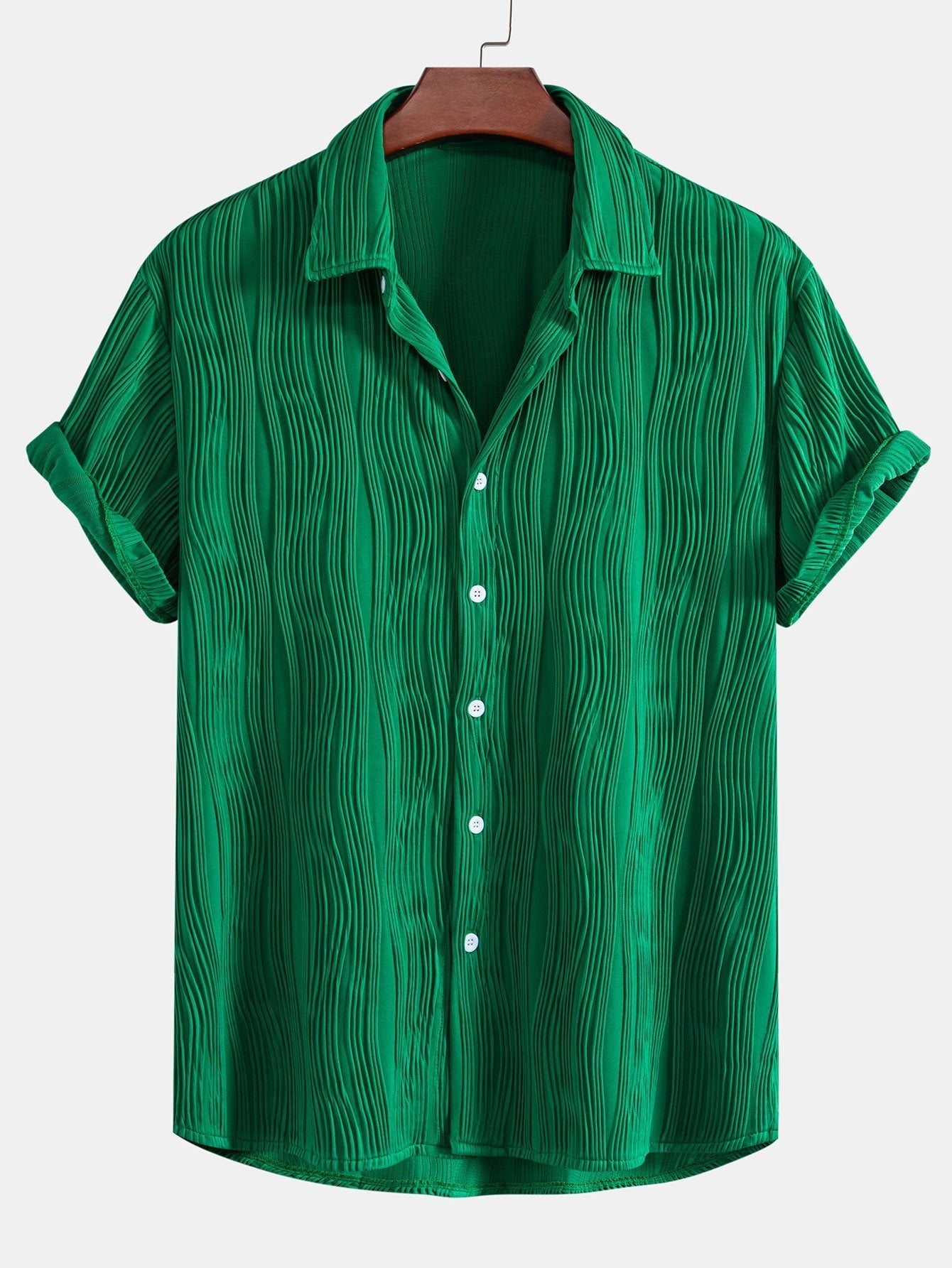 Basilio® | Wave Textured Button Up Shirt & Shorts