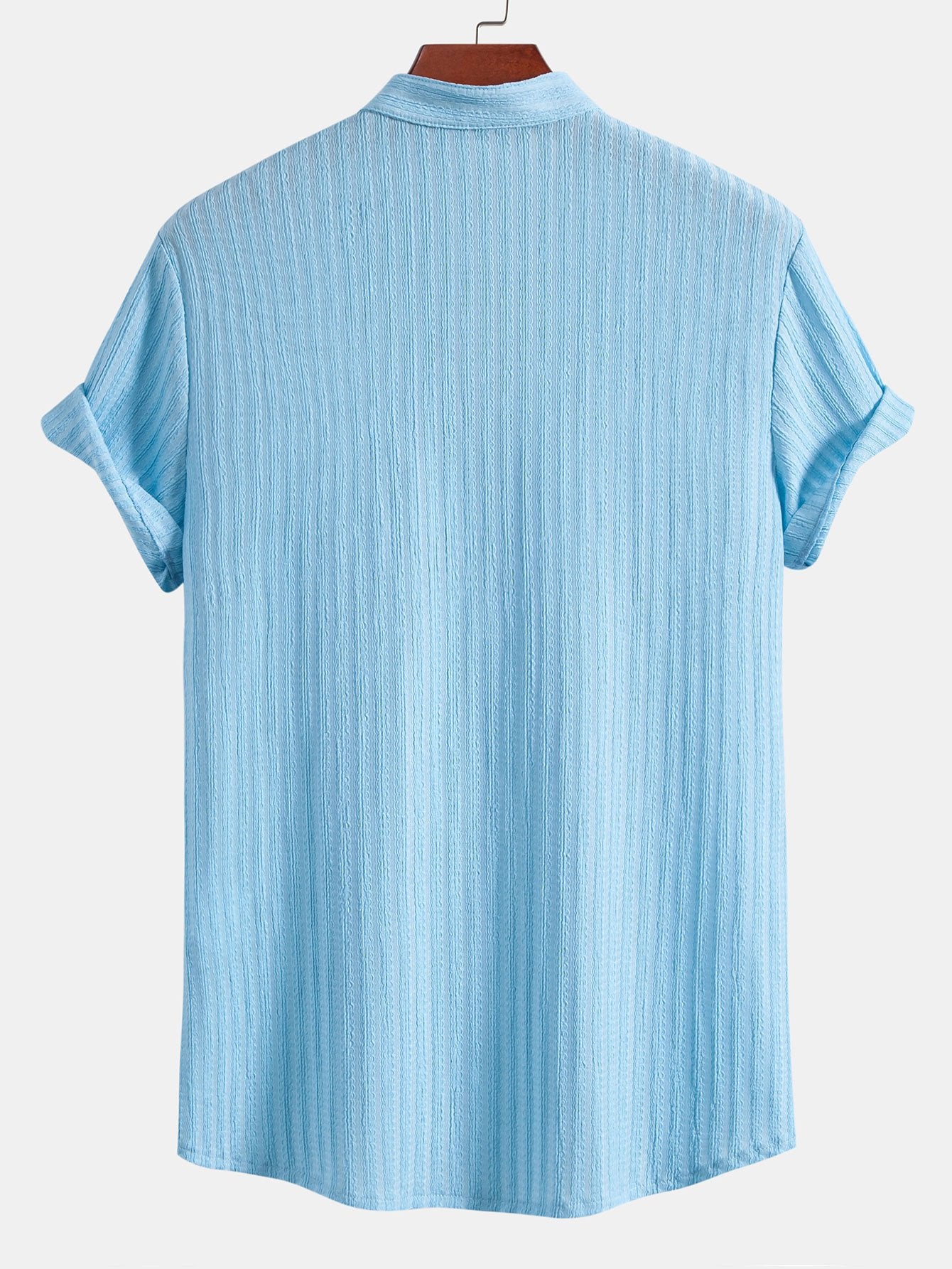 Antares® | Muscle Fit Texture Ribbed Stand Collar Shirt