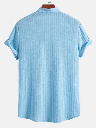 Antares® | Muscle Fit Texture Ribbed Stand Collar Shirt