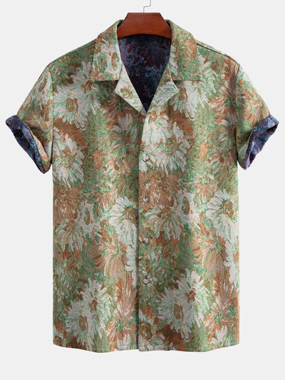 Adeimantos® | Painted Floral Jacquard Cuban Shirt & Shorts