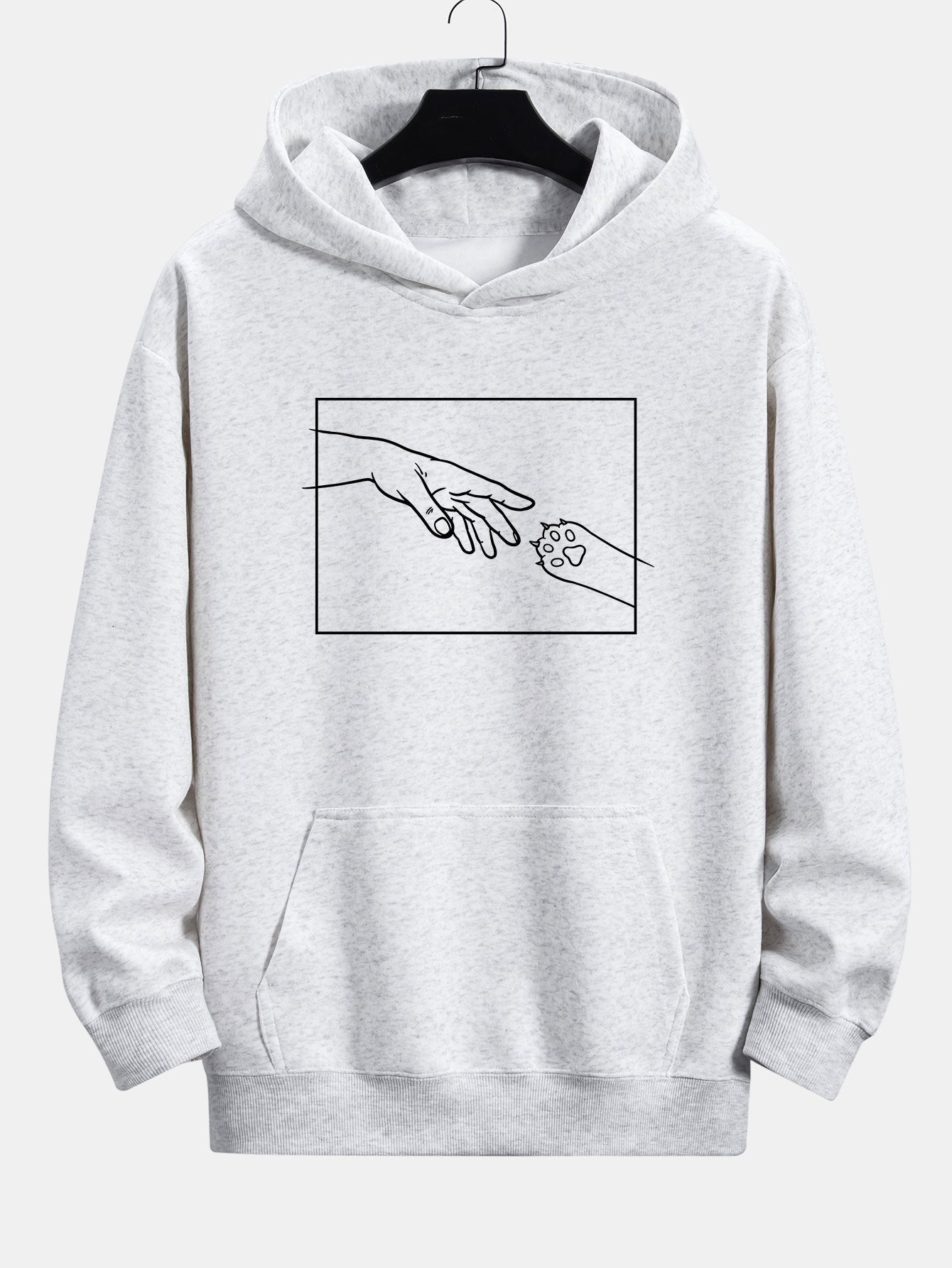 Edward | Hand And Cat Paw Print Relax Fit Hoodie