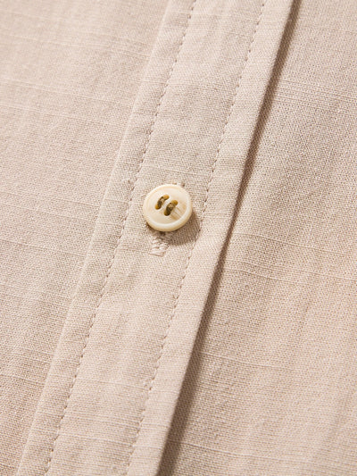 Altiok® | Linen Look Cotton Blend Stand Collar Shirt