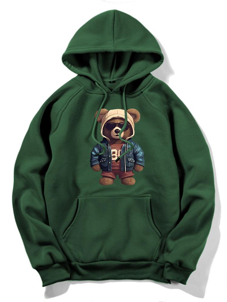 Benedict | Bear In Leather Jacket Print Hoodie