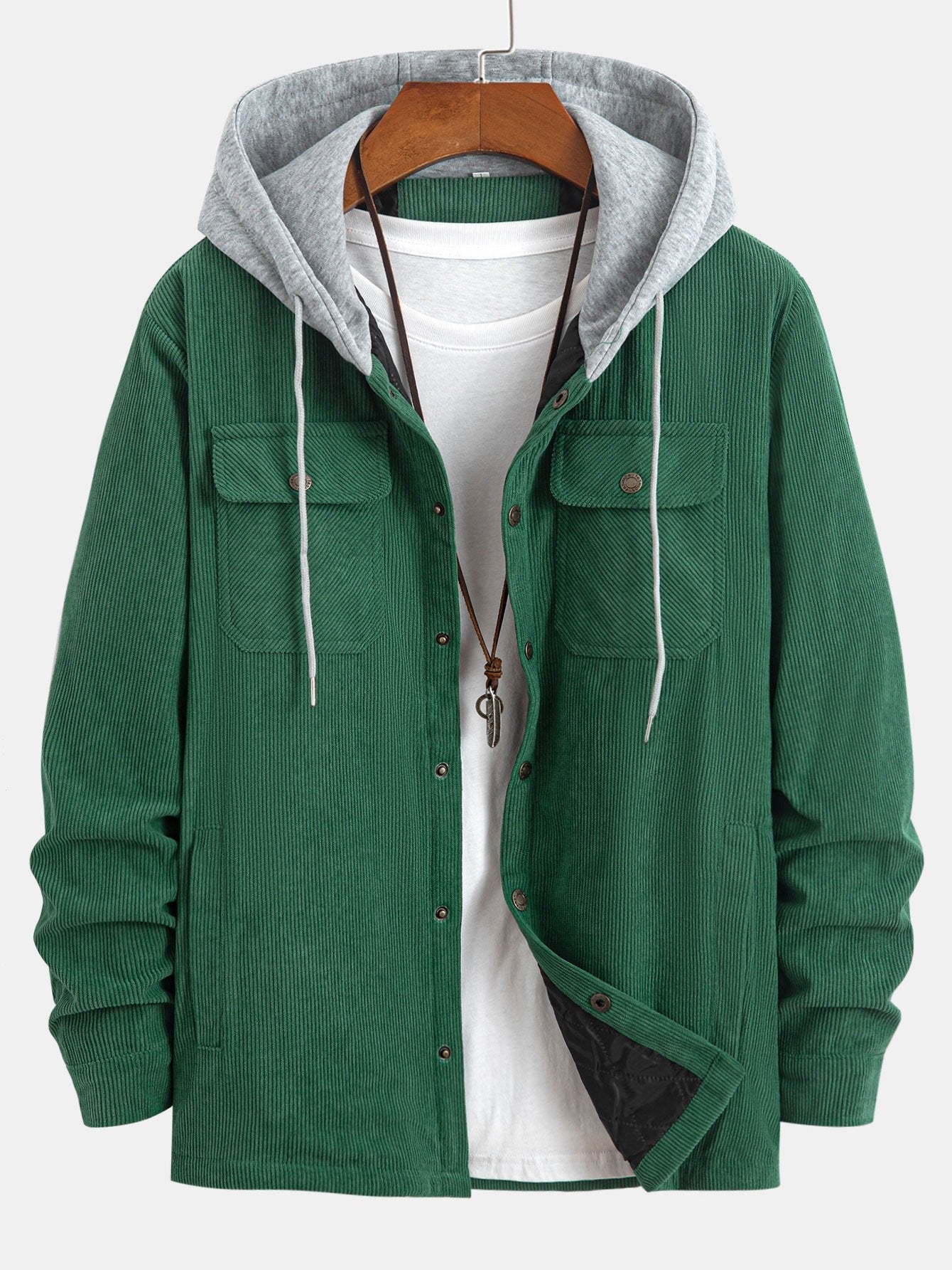 Gabriel | Quilted Lined Corduroy Hooded Coat