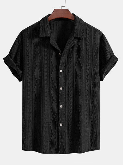 Ademar® | Geometric Jacquard Cuban Shirt & Straight Leg Linen Pants
