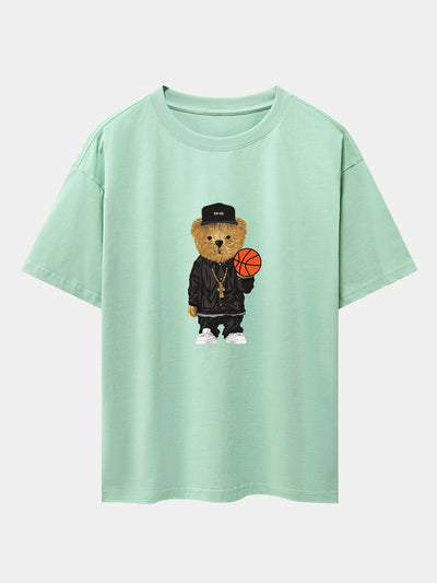 Sebastián® | Basketball Bear Print Drop Shoulder Oversize T-Shirt