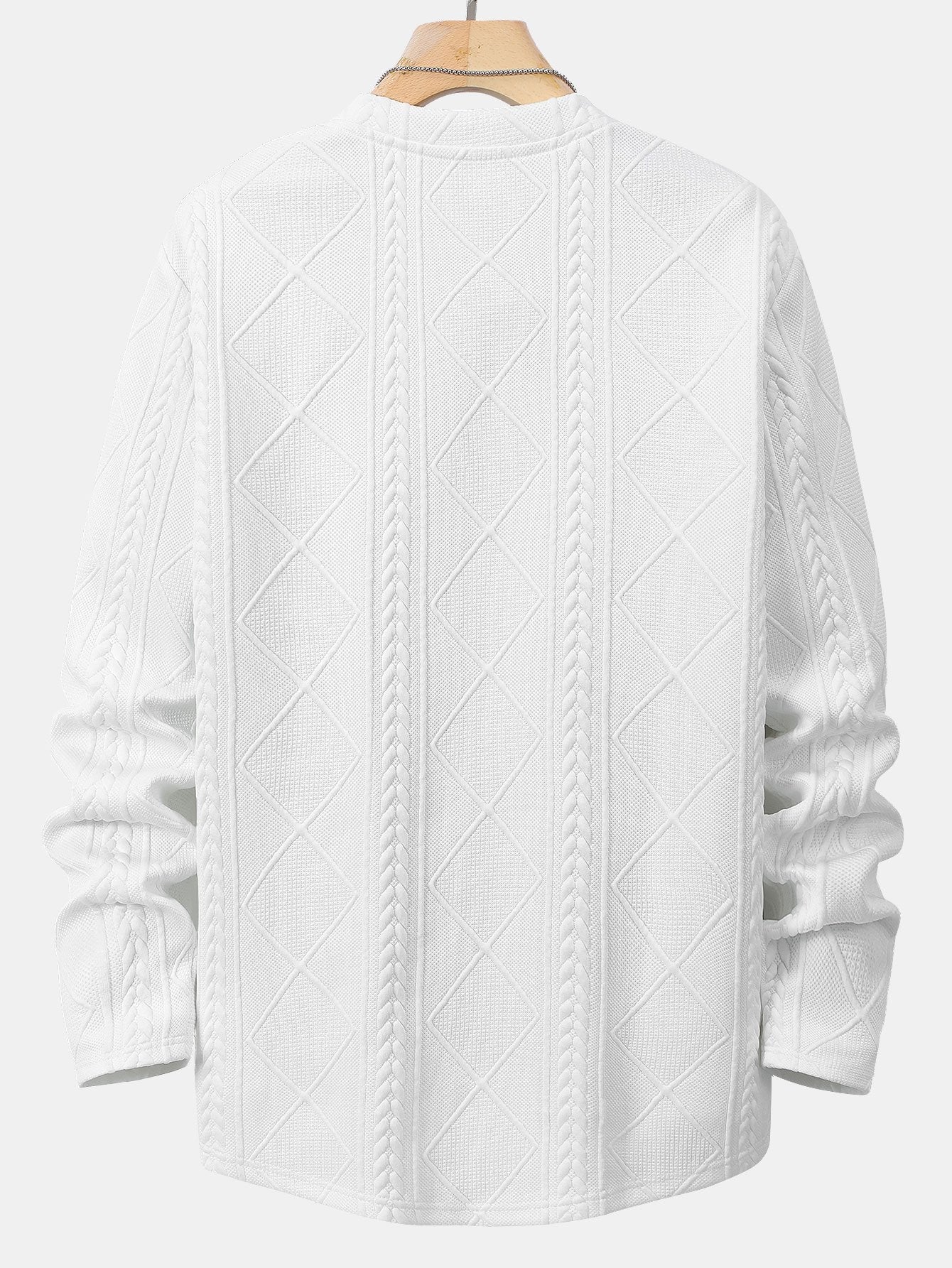 David® | Long Sleeved T-Shirt With Curved Hem In Geometric Jacquard & Cargo Joggers In Corduroy With Drawstring