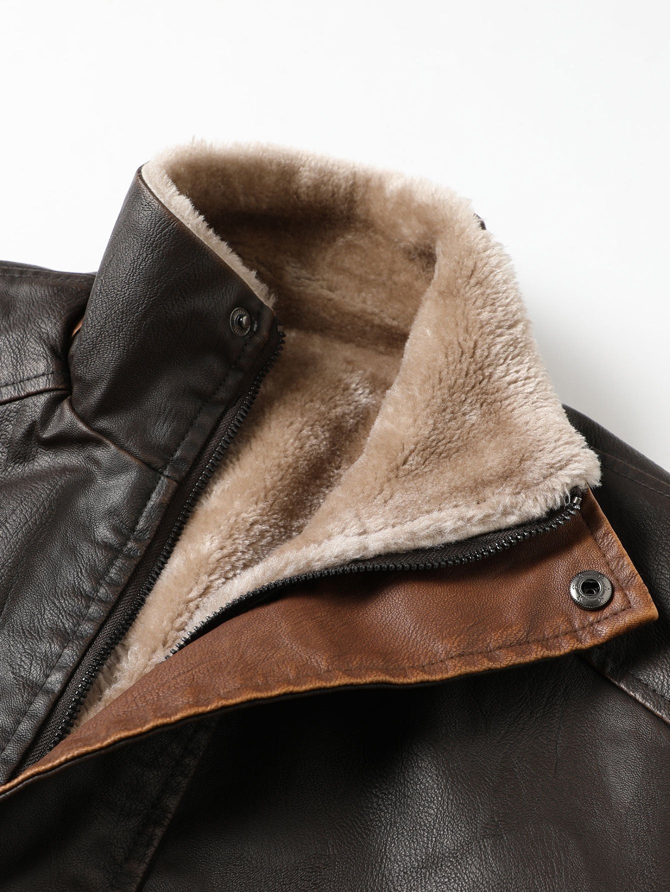 Leandro | Long Lined Faux Fur Lined PU Leather Overcoat