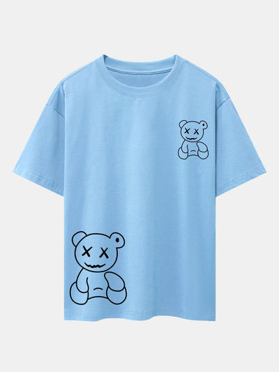 Adolfo® | Bear line Print Drop Shoulder Oversize T-Shirt