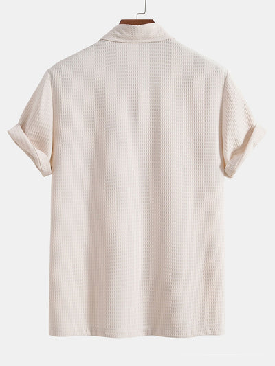 Orestes® | Waffle Polo Collar Shirt With Pocket & Waffle Shorts