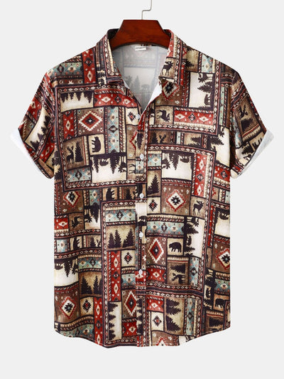 Miguel® | Aztec Patch Print Shirt