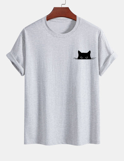 Ariel® | Black Cat Print Cotton T-Shirt