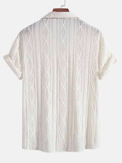 Joss® | Cuban Geometric Jacquard Shirt & Straight Linen Pants