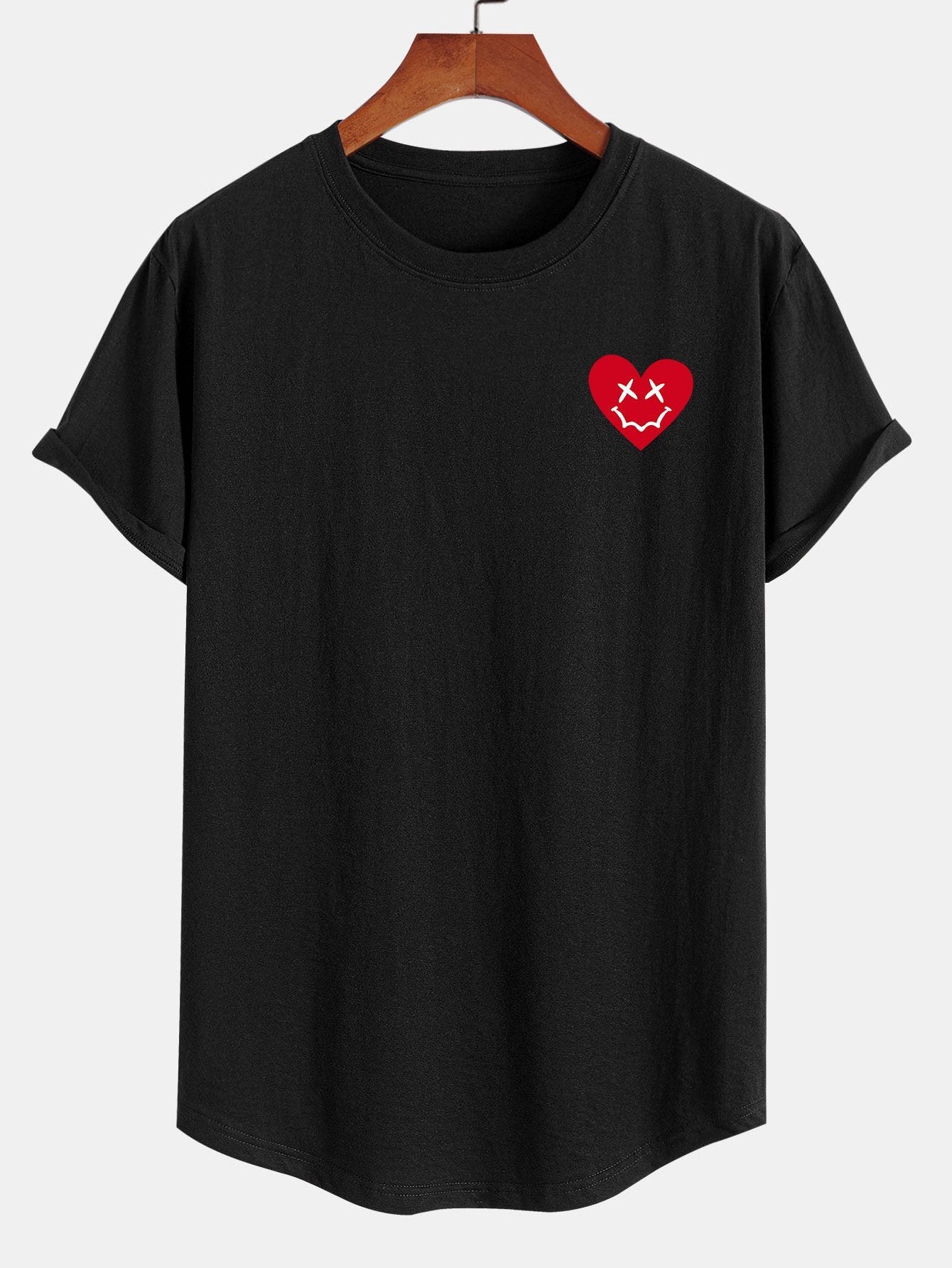 Peter® | Heart Smiley Face Print Cotton Arc Hem T-Shirt