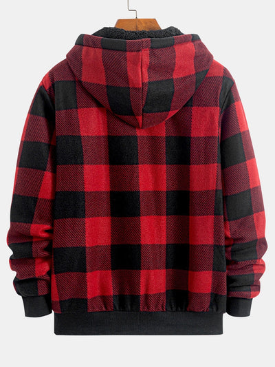 Gary | Teddy Fleece Lined Flannel Plaid Hoodie
