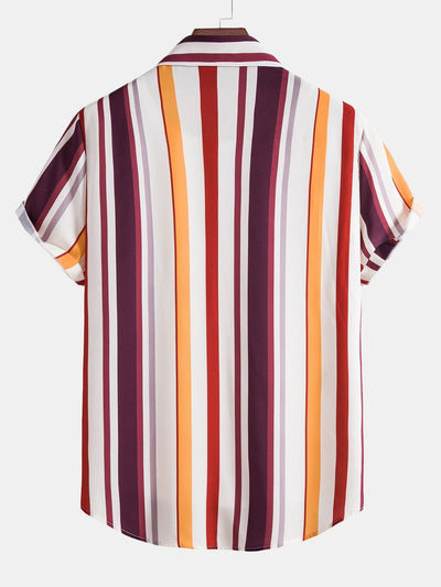 Asher® | Colorful Stripe Print Button Up Shirt