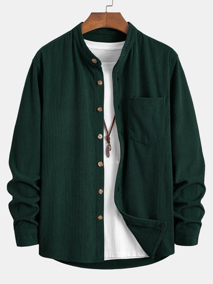 Adriano® | Corduroy Stand Collar Shirt